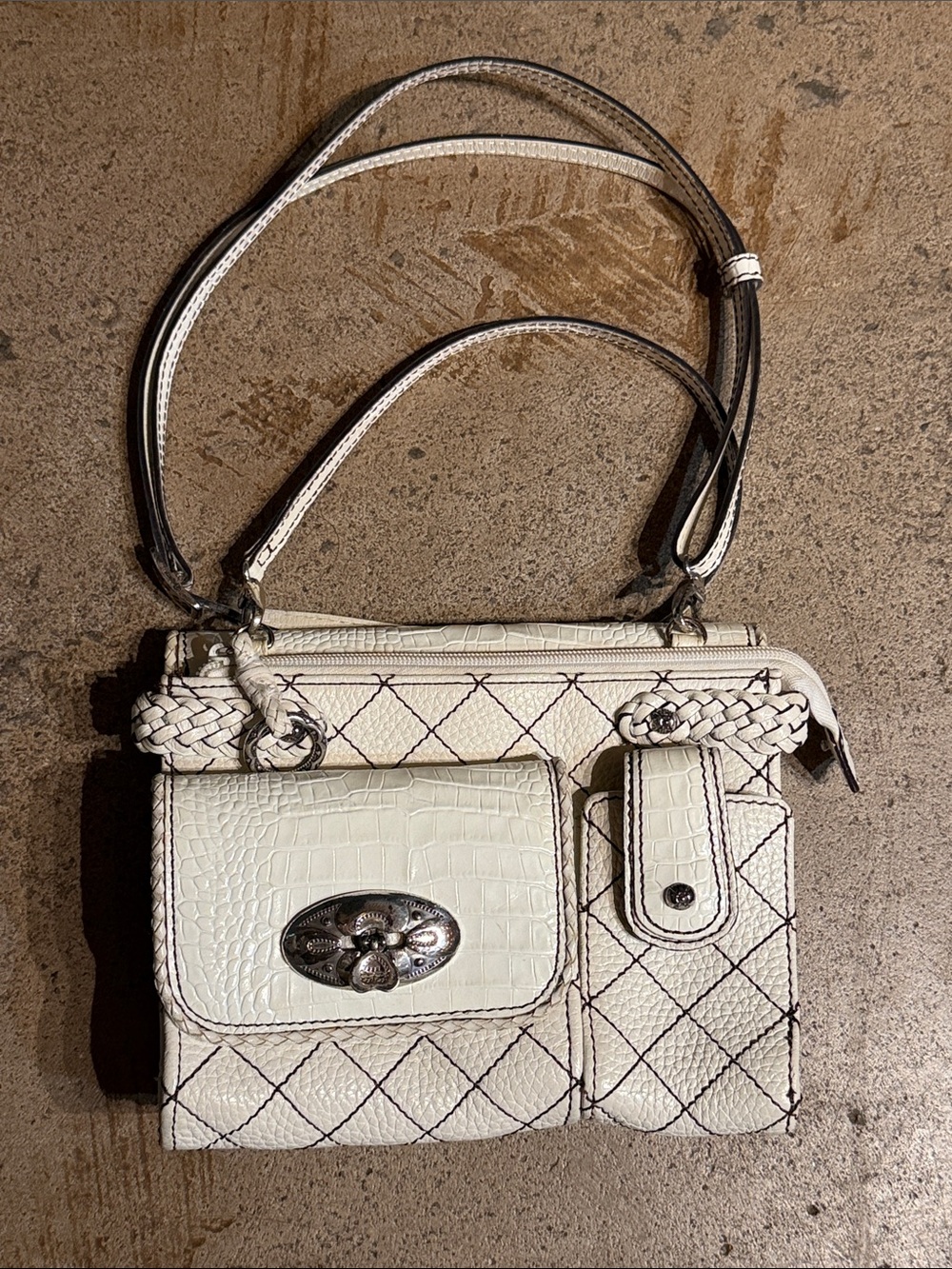 Brighton Vintage Leather Crossbody/Organizer Wallet Purse